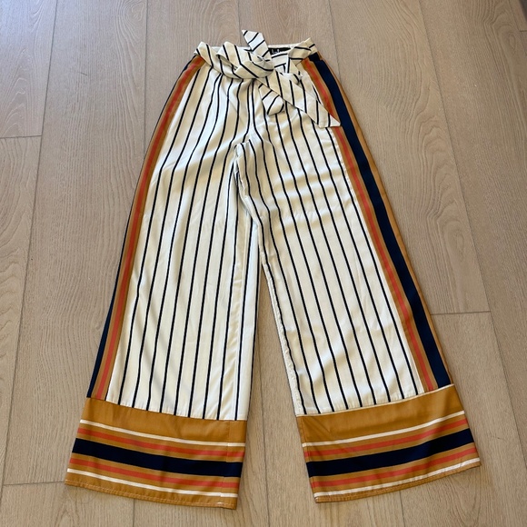 Lulus Striped Wide Leg Trouser Pant - XS - Picture 1 of 6